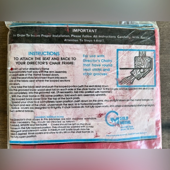 Gold Medal Original Director Chair Replacement Seat & Back Heavy Duty Canvas RED - Picture 3 of 4